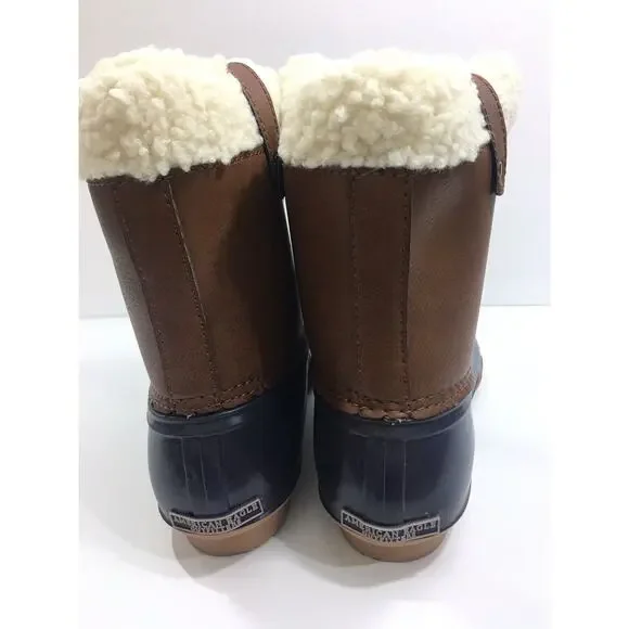 American Eagle Outfitters Duck Snow Boots Sz 11 Rain‎ Weather brown Leather NEW - Picture 4 of 9